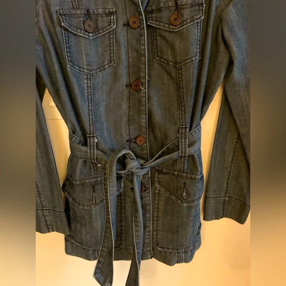 Denim belted jacket mid length - Picture 2 of 6